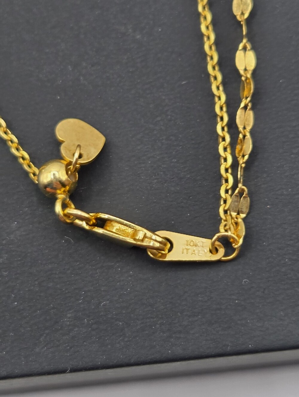 10K Gold Layered Bar Necklace Dainty Adjustable Double Chain Minimalist - Picture 3 of 5